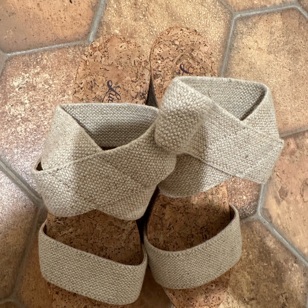 Women's Cream Wedge Sandals - Picture 3 of 3